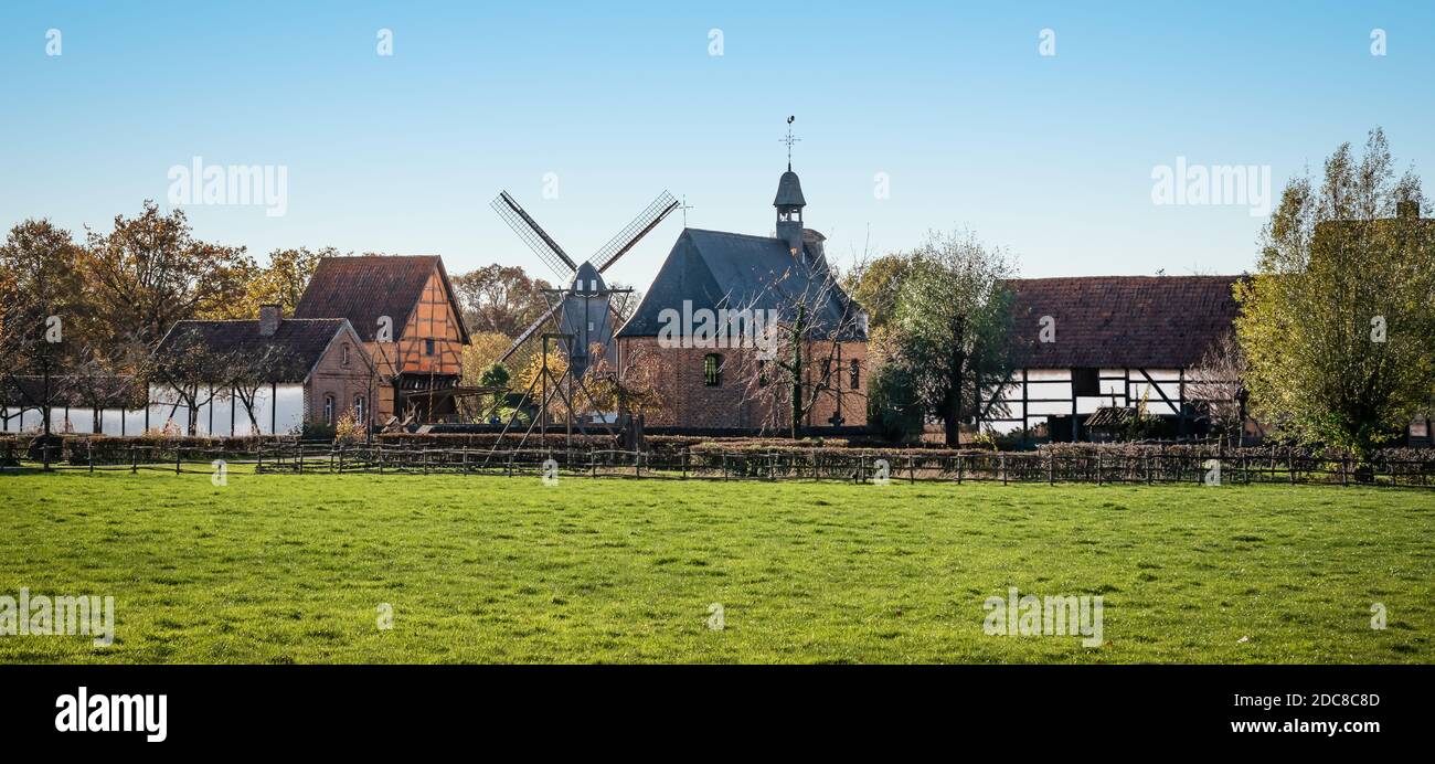 Centre du village de Bokrijk, Genk, Belgique. Banque D'Images