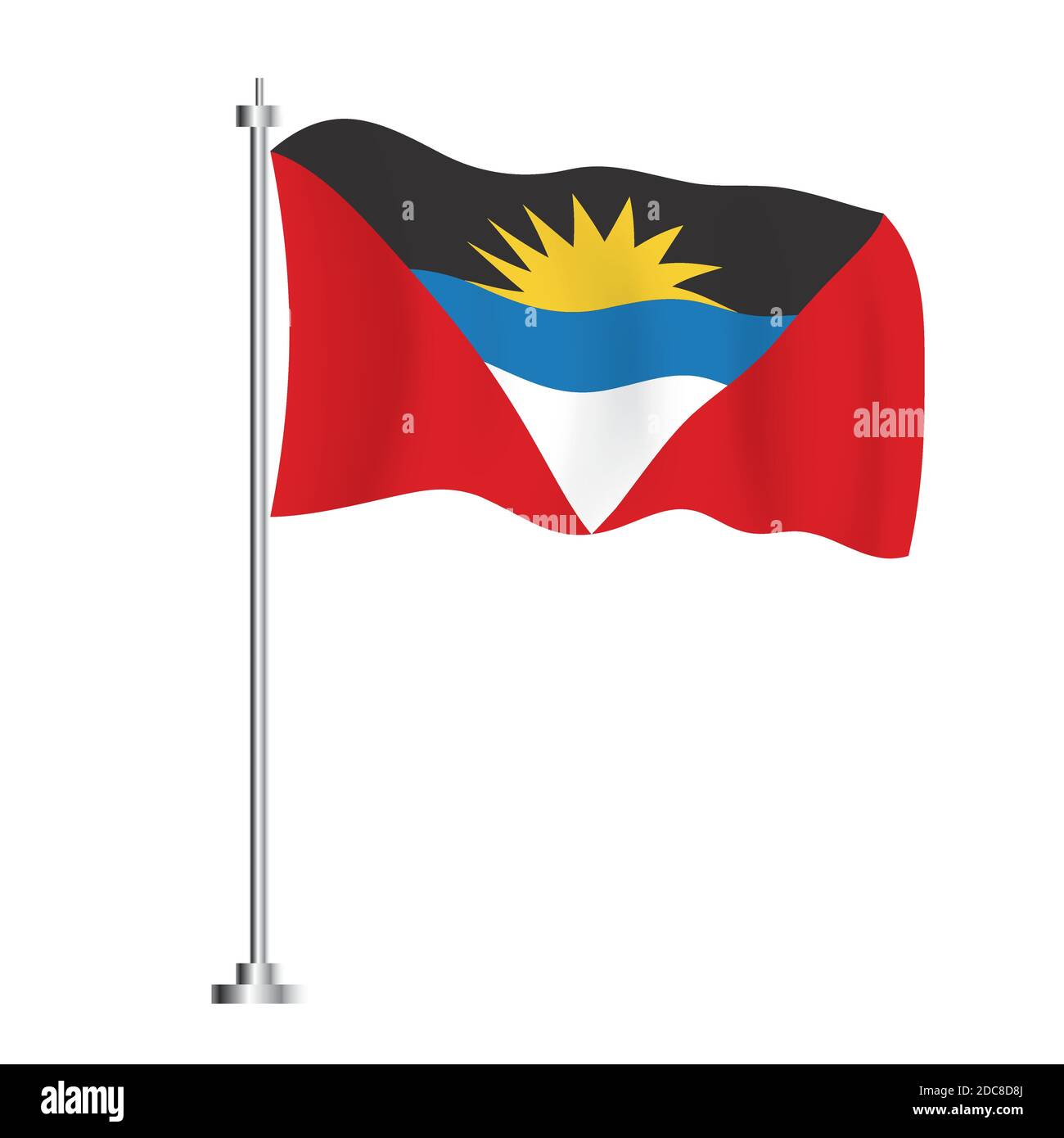 Drapeau d'Antigua-et-Barbuda. Drapeau vague isolé du pays d'Antigua-et-Barbuda. Illustration vectorielle. Jour de l'indépendance. Illustration de Vecteur