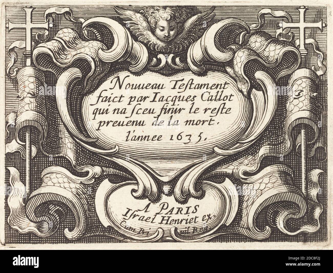 Abraham Bosse, (artiste), Français, 1602 - 1676, Frontispiece pour le Nouveau Testament de Callot, le Nouveau Testament, (série), 1635, gravure Banque D'Images