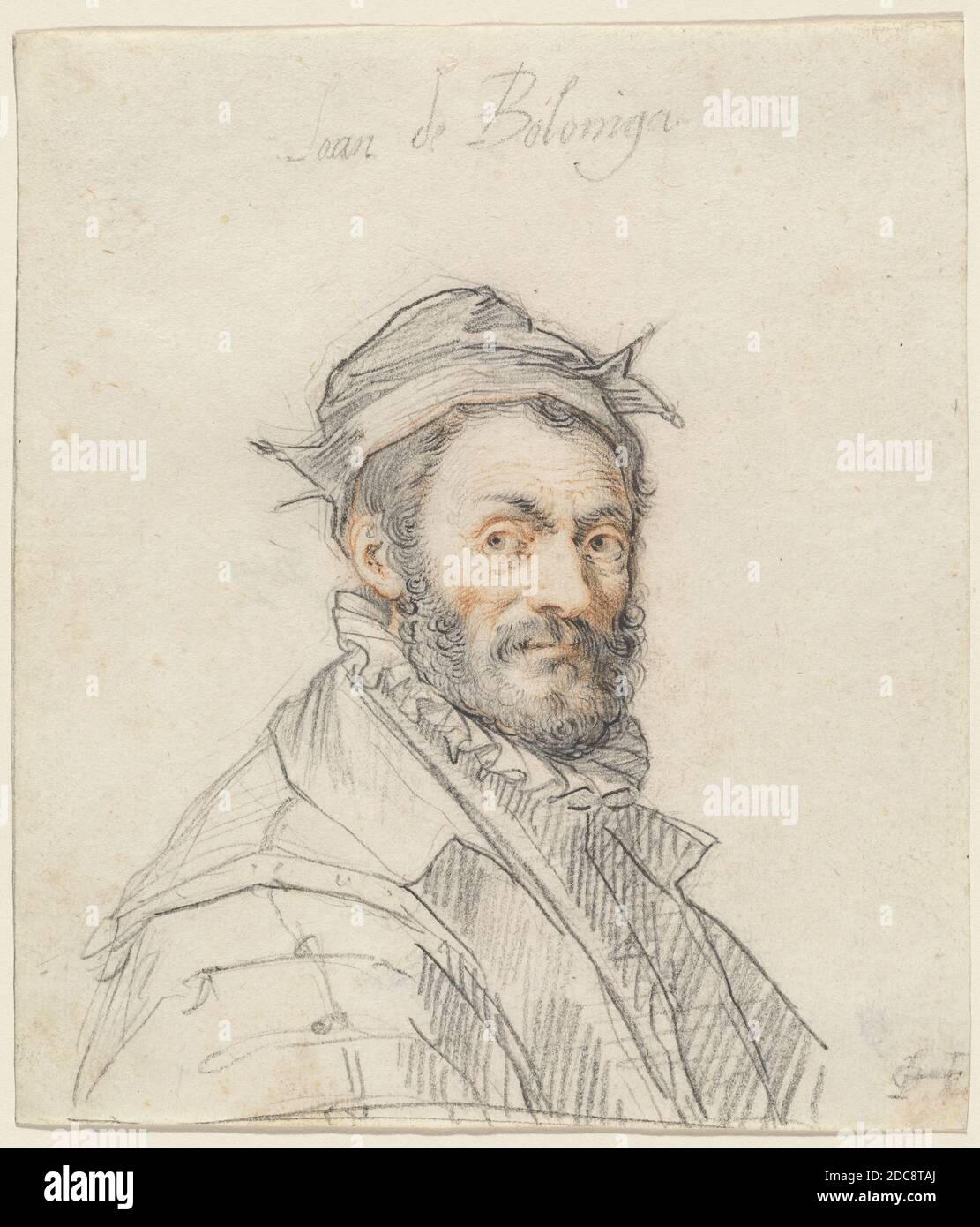Joseph Heintz l'ancien, (artiste), Suisse, 1564 - 1609, Giovanni da Bologna, c. 1587, craies noires et rouges sur papier ponté, total: 14.5 x 12.7 cm (5 11/16 x 5 po Banque D'Images