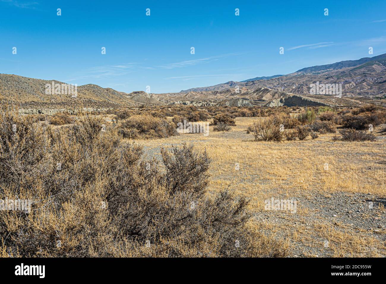 Paysage dans le désert de Tabernas. Banque D'Images