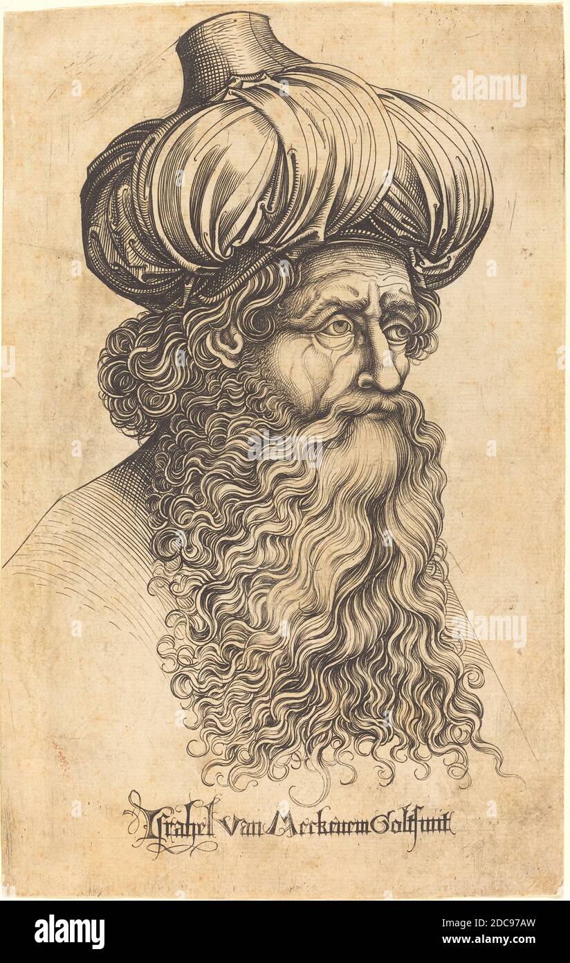 Israhel van Meckenem, (artiste), allemand, c. 1445 - 1503, chef d'un homme âgé, c. 1480/1490, gravure Banque D'Images