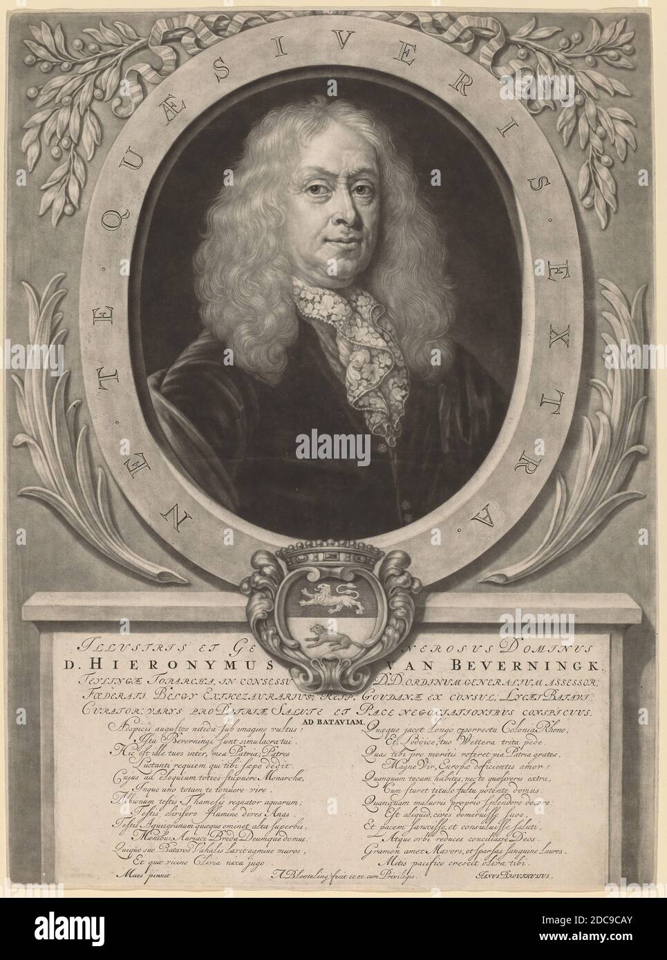 Abraham Blooteling, (artiste), Néerlandais, 1640 - 1690, Nicolaes Maes, (artiste d'après), Néerlandais, 1634 - 1693, Hieronymus van Beverningk, mezzotint Banque D'Images