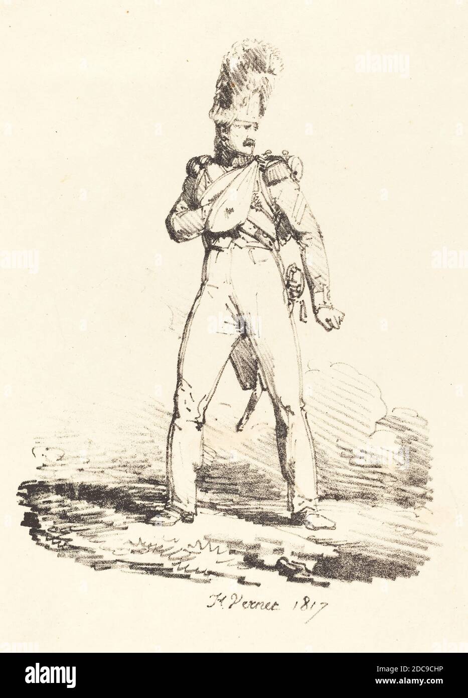 Horace Vernet, (artiste), Français, 1789 - 1863, Grenadier, 1817, lithographie Banque D'Images