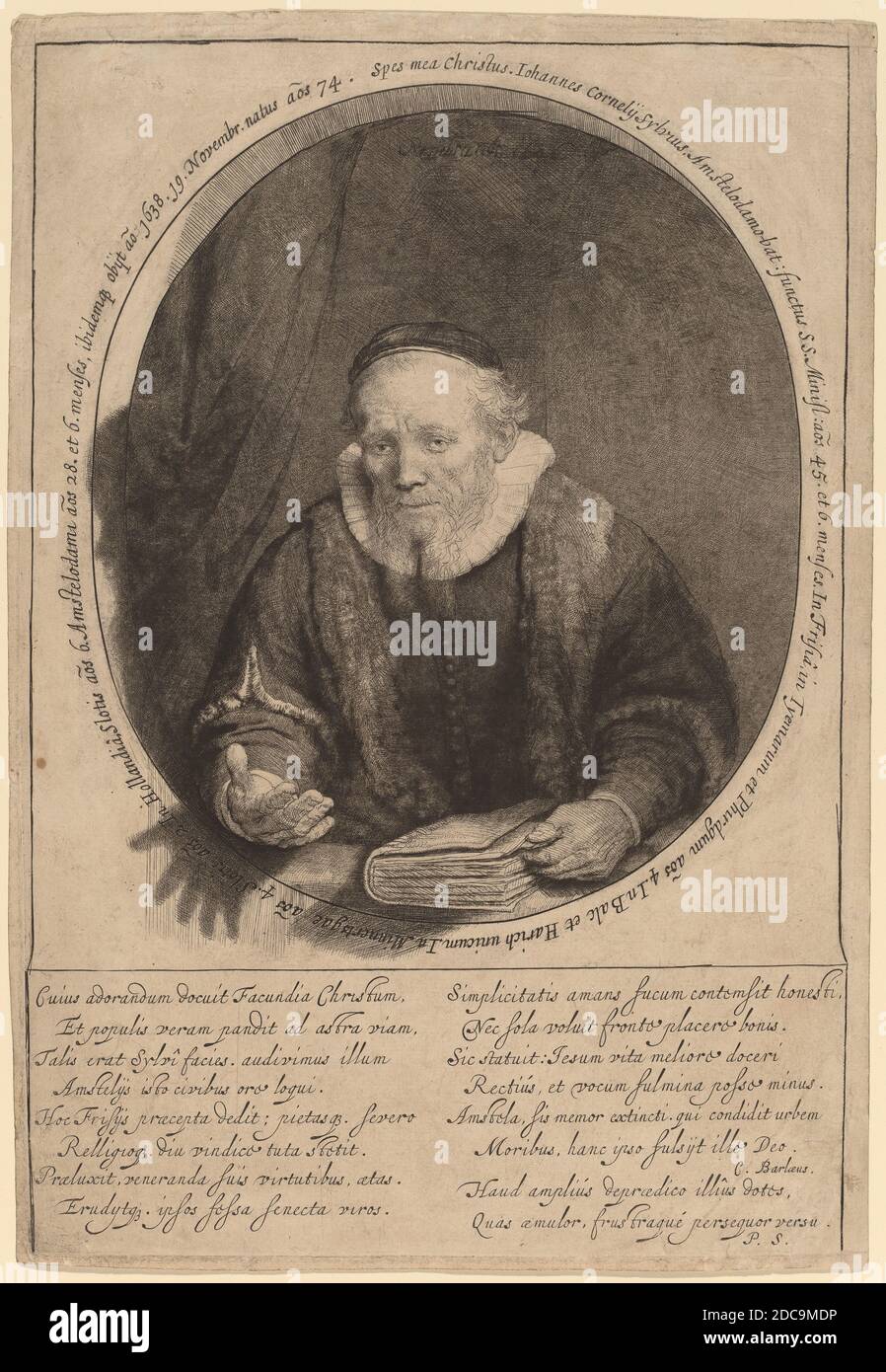 Rembrandt van Rijn, (artiste), Néerlandais, 1606 - 1669, Jan Cornelisz. Sylvius, 1646, gravure, point sec et burin, feuille (découpée au repère de la plaque) : 28.1 x 19.3 cm (11 1/16 x 7 5/8 po Banque D'Images