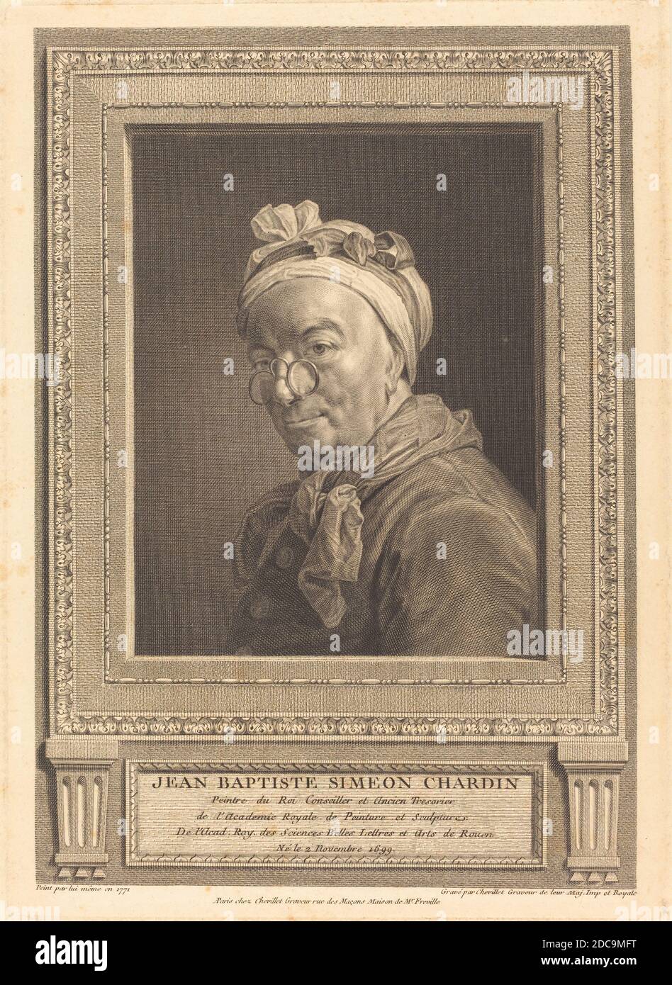 Juste Chevillet, (artiste), Français, 1729 - 1790, Jean Siméon Chardin, (artiste d'après), Français, 1699 - 1779, Jean Baptiste Siméon Chardin, gravure et gravure Banque D'Images