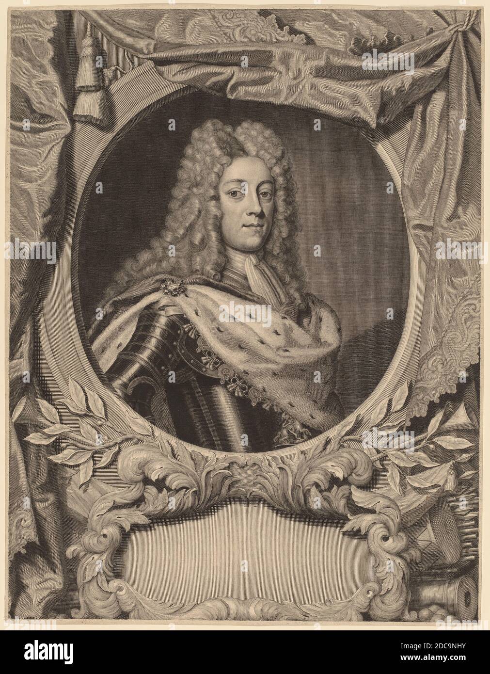 Pieter Stevens van Gunst, (artiste), néerlandais, 1659 - c. 1724, Roi George II, gravure Banque D'Images