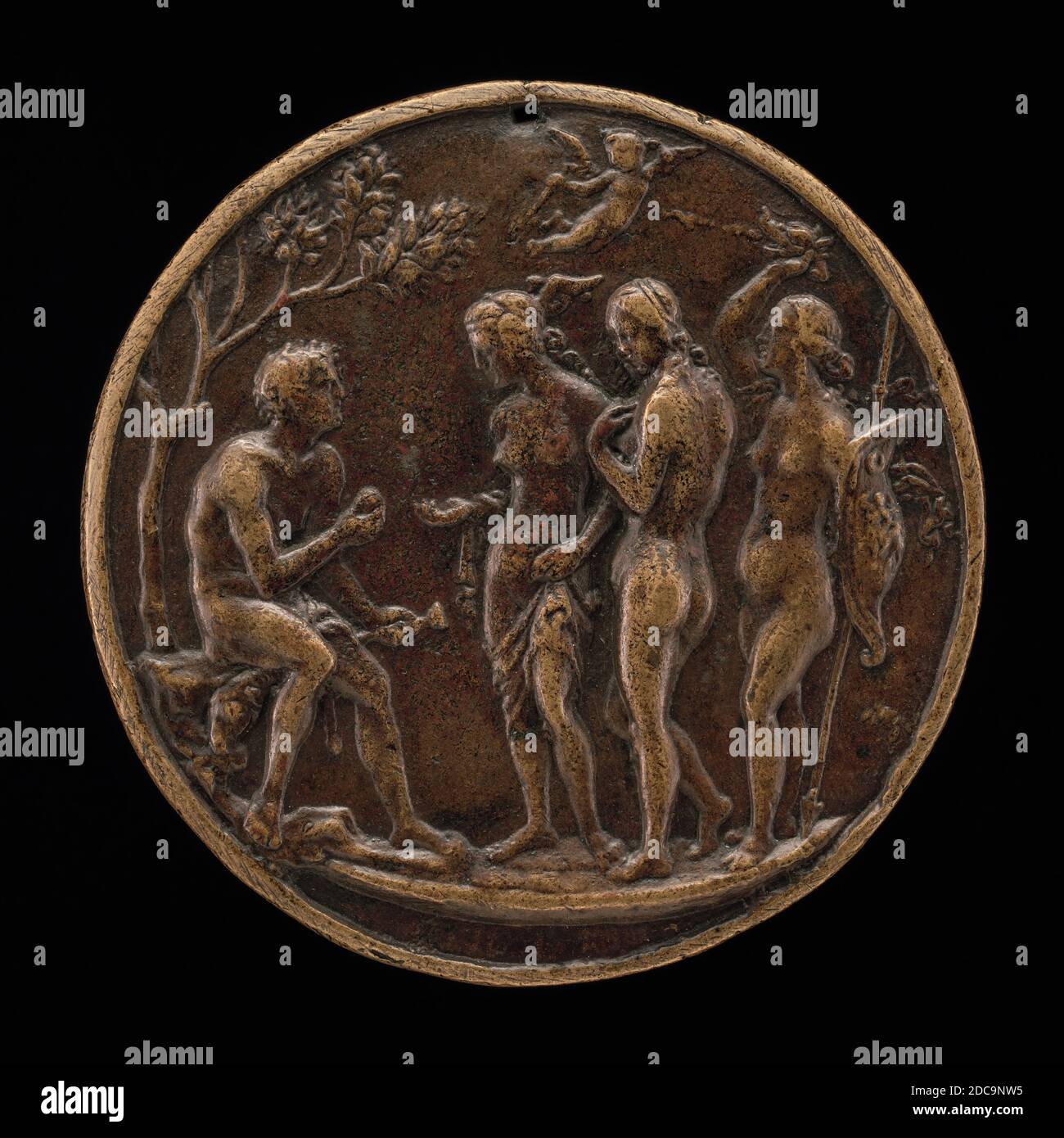 Master IO.F.F., (artiste), Bolognese, active 1468/1484, jugement de Paris, deuxième moitié du XVe siècle, bronze doré, total (diamètre): 5.65 cm (2 1/4 in.), poids brut: 48.17 gr (0.106 lb Banque D'Images