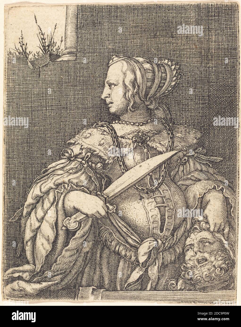 Barthel Beham, (artiste), allemand, 1502 - 1540, Judith avec la tête de Holofernes, 1525/1527, gravure Banque D'Images