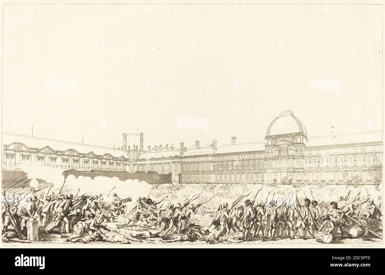 Antoine-Jean Duclos, (artiste), Français, 1742 - 1795, Charles Monnet, (artiste après), Français, 1732 - après 1808, la Journée du 10 aout 1792, Principales Journés de la Révolution: n° 6, (série), probablement 1794, gravure Banque D'Images