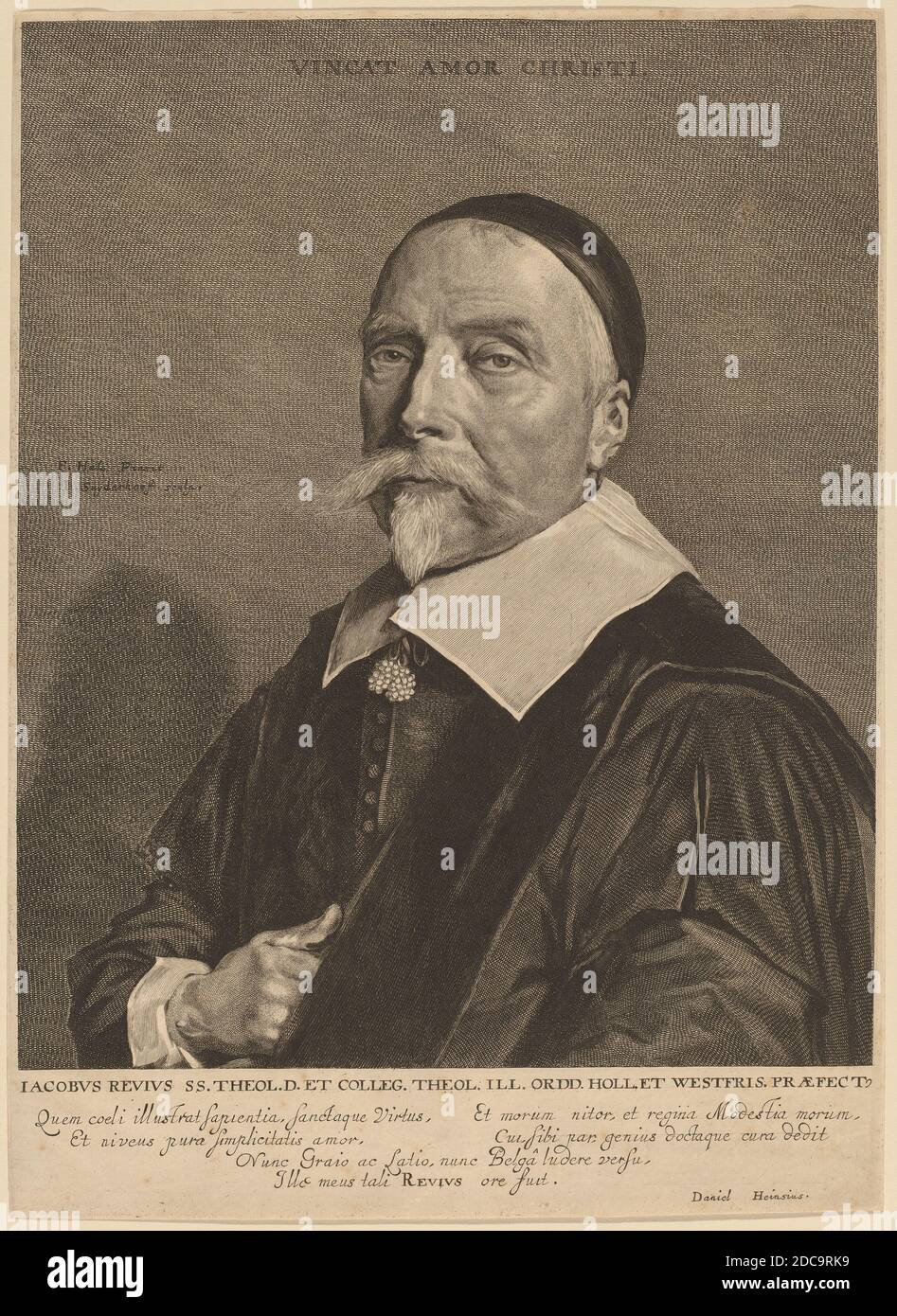 Jonas Suyderhoff, (artiste), Néerlandais, c. 1613 - 1686, Frans Hals, (artiste d'après), Néerlandais, c. 1582/1583 - 1666, Jacob Revius, gravure Banque D'Images
