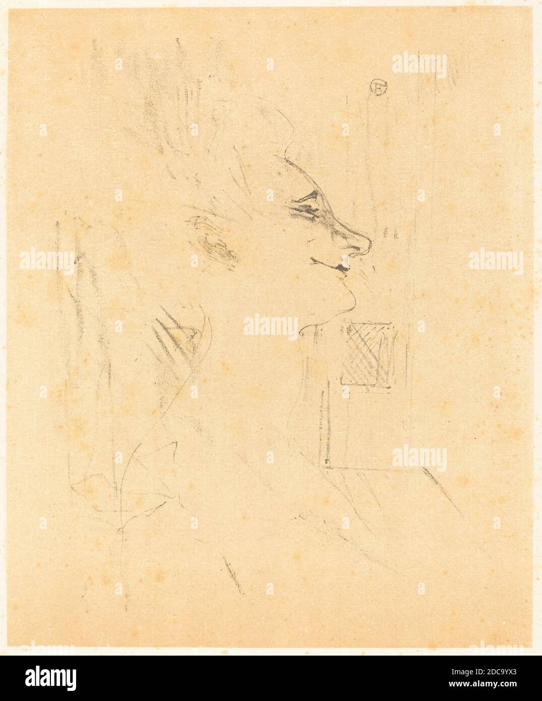 Henri de Toulouse-Lautrec, (artiste), français, 1864 - 1901, Drunkard (Soularde), Yvette Guilbert : pl.6, (série), 1898, lithographie en noir et beige Banque D'Images