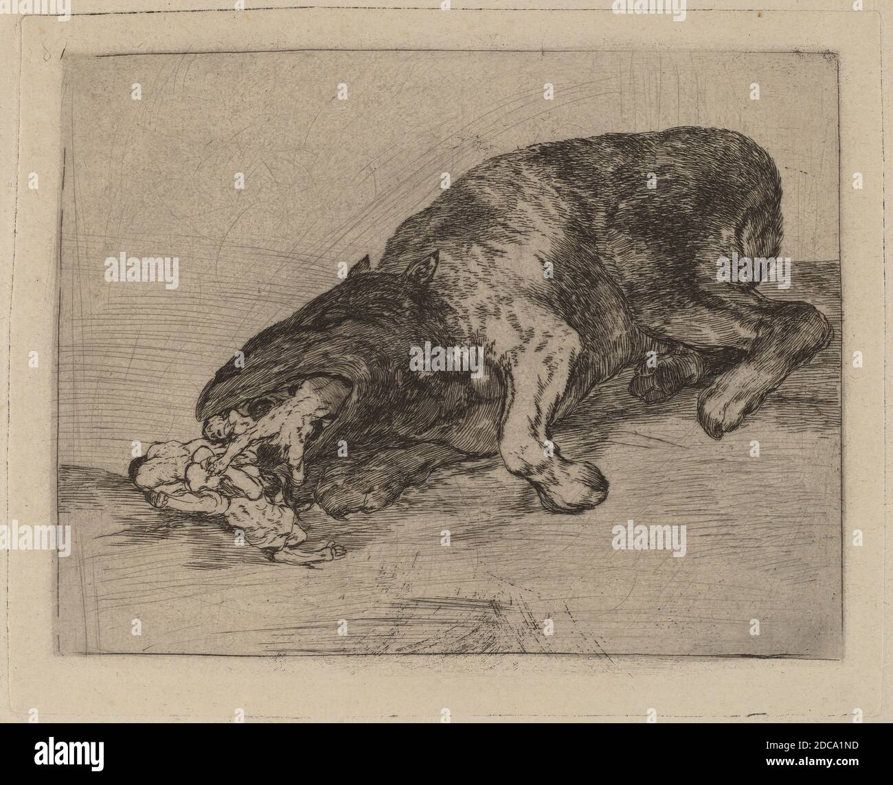 Francisco de Goya, (artiste), espagnol, 1746 - 1828, Fiero monstruo! (Fierce Monster!), Desastres de la guerra: pl.81, (série), 1810/1820, gravure, point sec et burin Banque D'Images Francisco de Goya, (artiste), espagnol, 1746 - 1828, Fiero monstruo! (Fierce Monster!), Desastres de la guerra: pl.81, (série), 1810/1820, gravure, point sec et burin Banque D'Images
