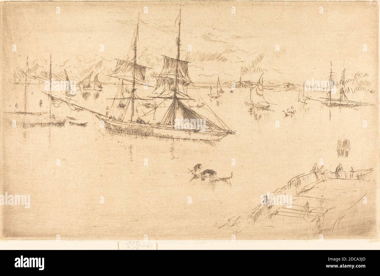 James McNeill Whistler, (artiste), américain, 1834 - 1903, lagune: Midi, Venise, série des vingt-six Etchings, (série), 1879/1880, gravure, plaque: 12.7 x 20.32 cm (5 x 8 po), feuille (avec languette avec signature): 13.49 x 20.48 cm (5 5/16 x 8 1/16 po Banque D'Images
