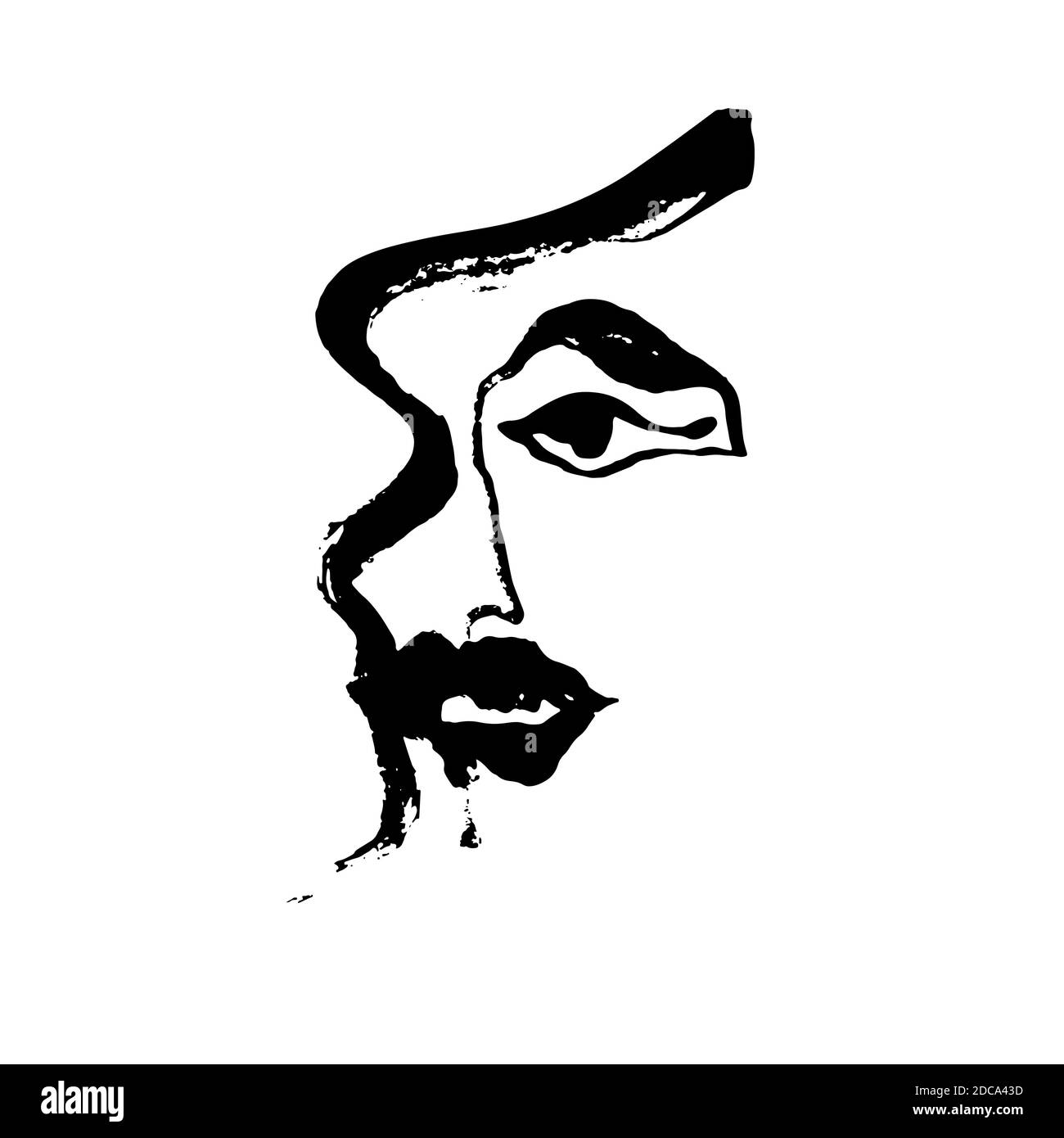 Portrait de fille abstrait peint par pinceau sec rugueux. Illustration vectorielle. Illustration de Vecteur