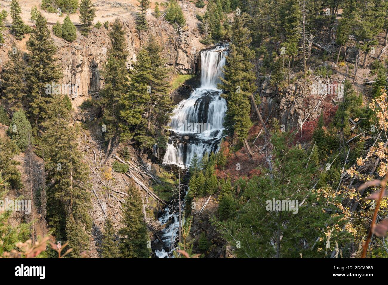 Undine Falls sur Lava Creek, dans la partie nord du parc national de Yellowstone, Wyoming. Banque D'Images