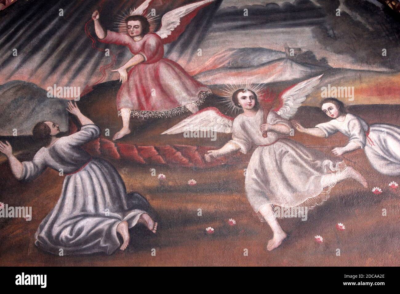 L'art ecclésiastique d'Anges en couvent Santa Catalina à Arequipa, Pérou Banque D'Images