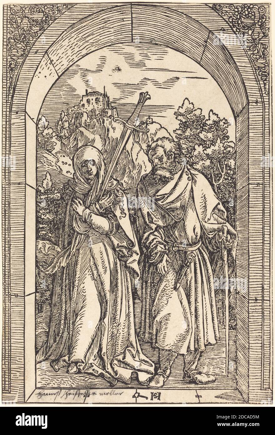 Hans Leonard Schäufeein, (artiste), allemand, c. 1480/1485 - 1538/1540, Mater Dolorosa et Saint Joseph, coupe de bois Banque D'Images
