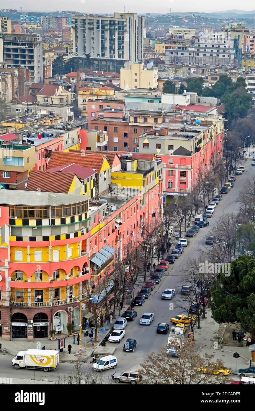 Centre ville de Tirana, Albanie Banque D'Images