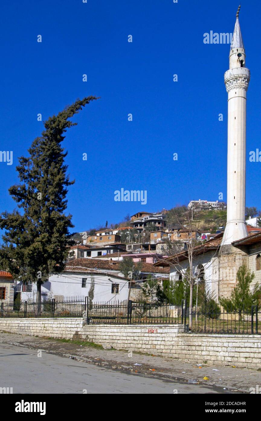 Vieille ville, Berat, sud de l'Albanie Banque D'Images