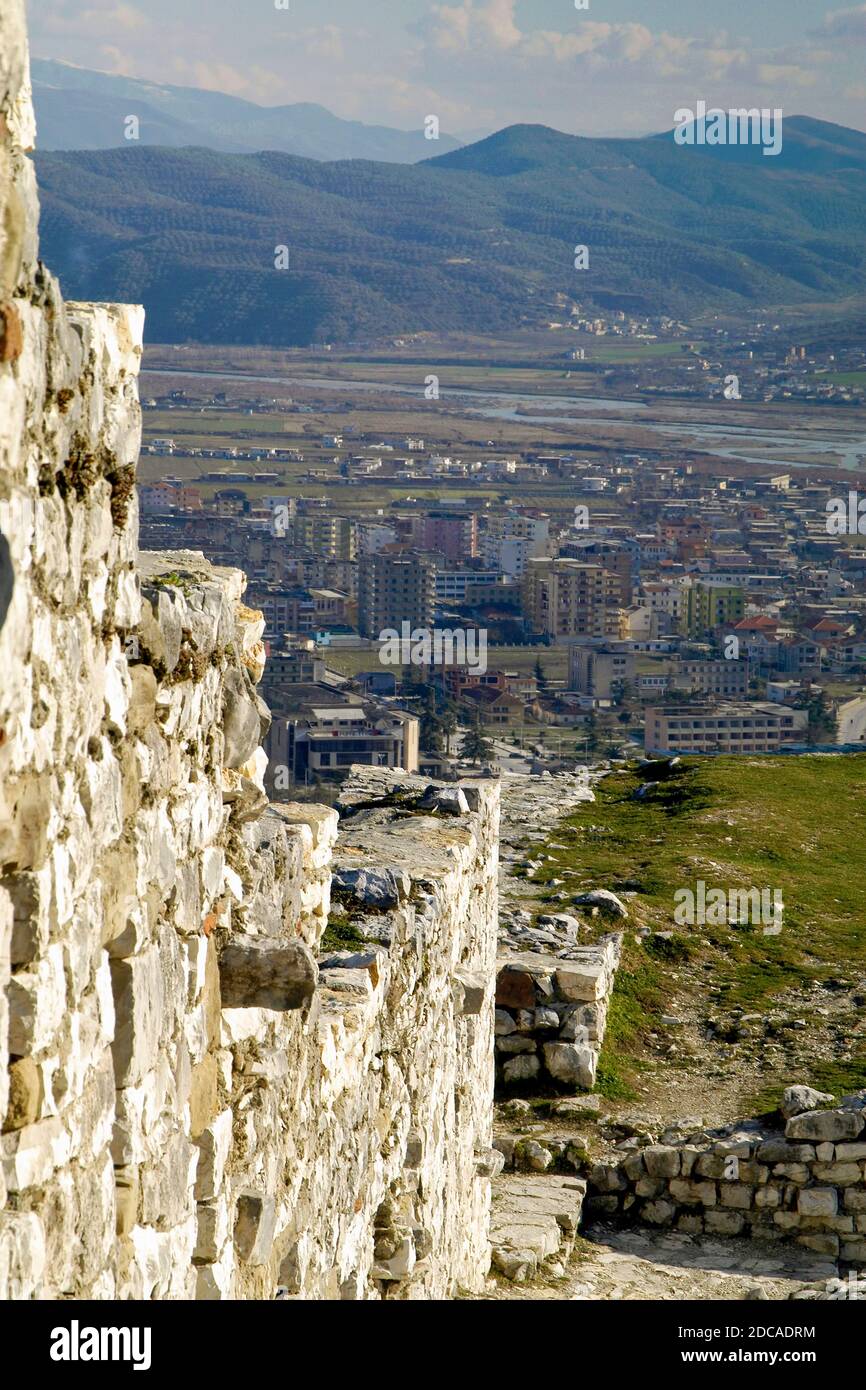 Ruines de la forteresse, Berat, au sud de l'Albanie Banque D'Images