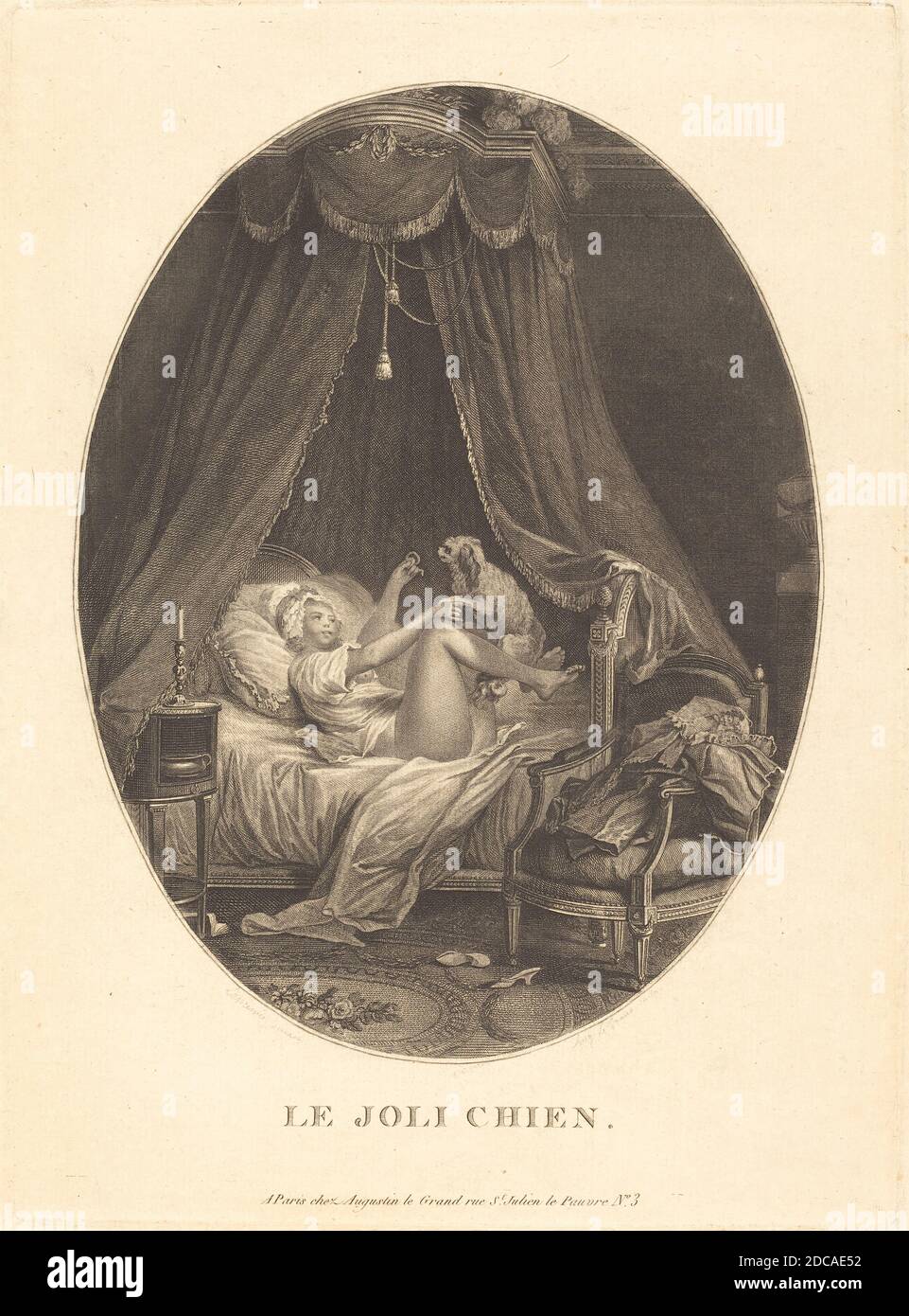 Auguste-Claude-Simon Legrand, (artiste), français, 1765 - 1815 ou après, Nicolas Lavreince, (artiste d'après), suédois, 1737 - 1807, le joli chien, à l'aide, gravure et gravure Banque D'Images