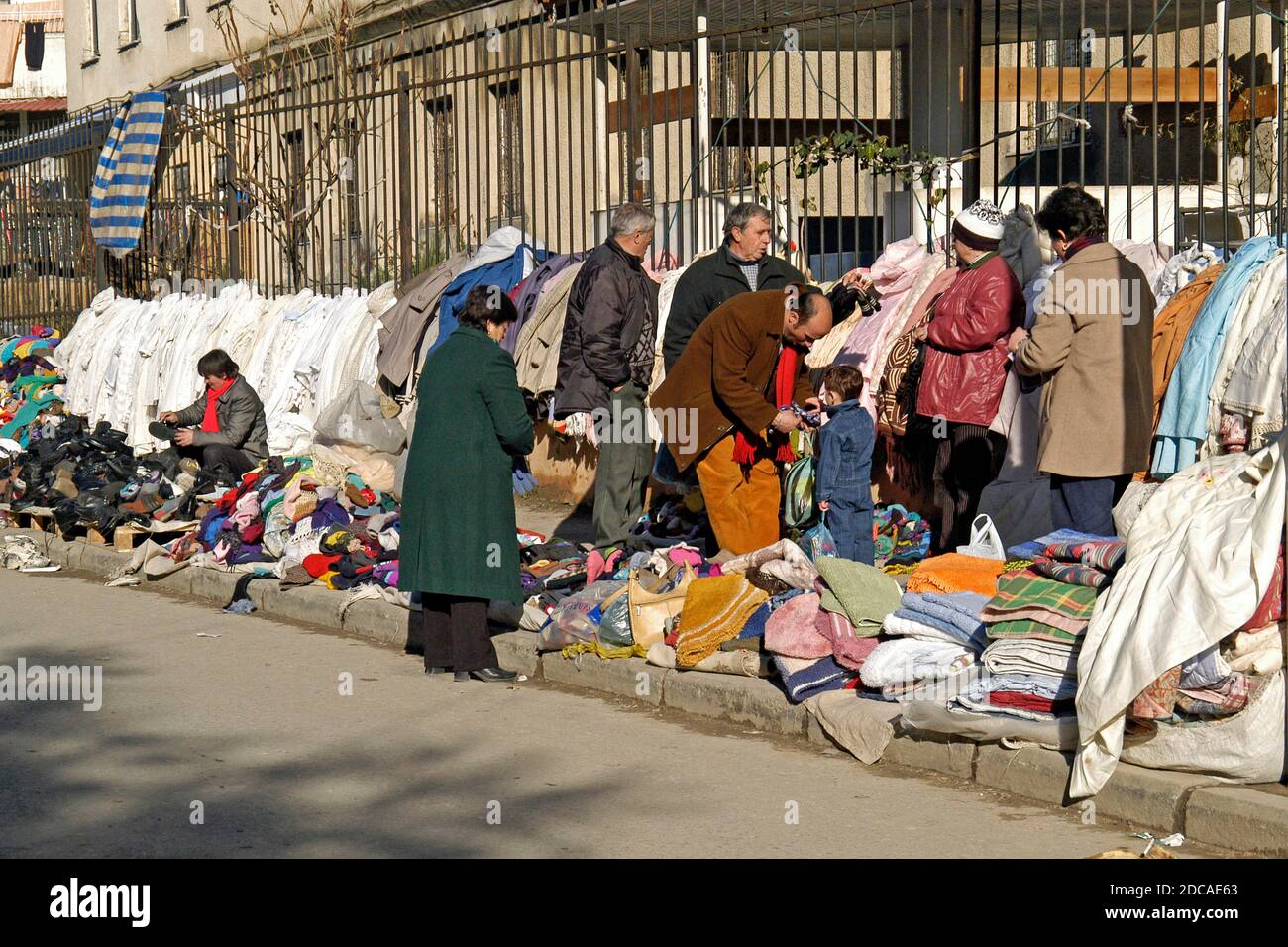 Marché de rue, centre de Tirana, Albanie Banque D'Images