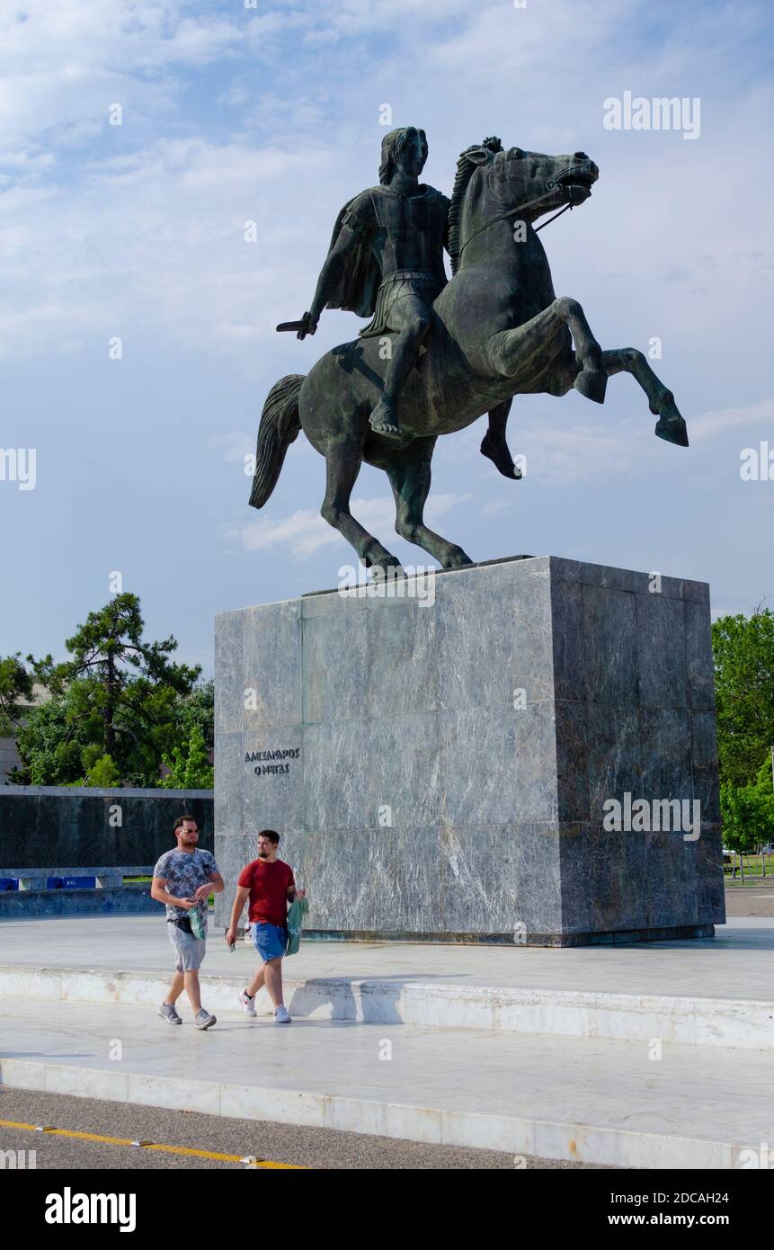 Statue d'Alexandre le Grand à Thessalonique GRÈCE Banque D'Images