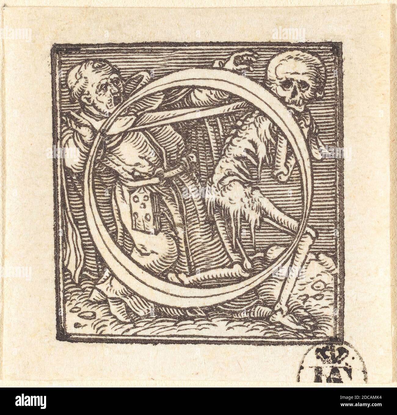 Hans Holbein le plus jeune, (artiste), Allemand, 1497/1498 - 1543, lettre O, Alphabet de la mort, (série), coupe de bois Banque D'Images