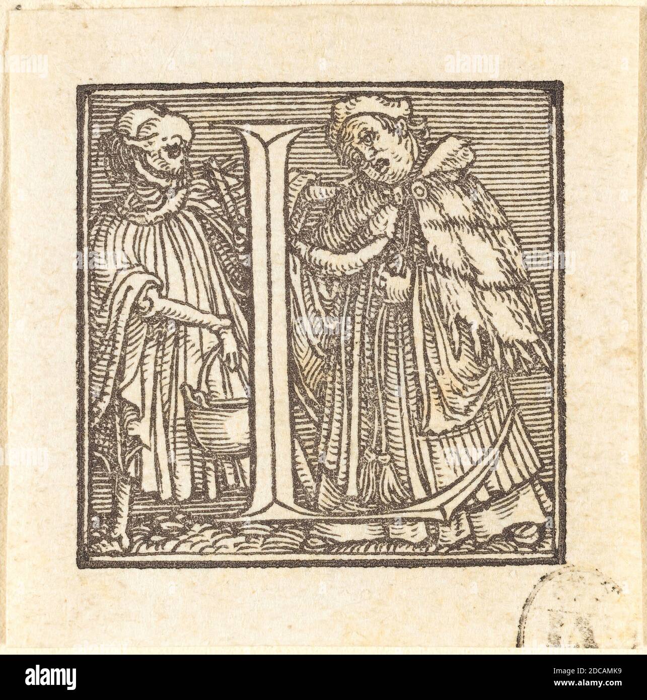 Hans Holbein le plus jeune, (artiste), Allemand, 1497/1498 - 1543, lettre L, Alphabet de la mort, (série), coupe de bois Banque D'Images