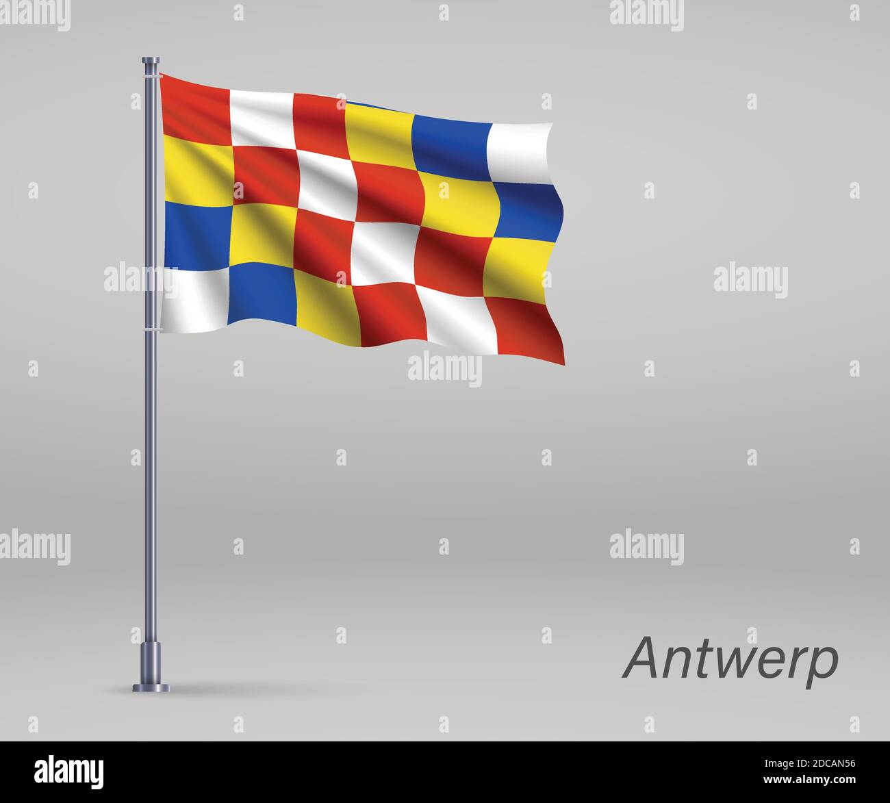 Pavillon d'Anvers - province de Belgique sur le mât. Modèle pour le jour d'indépendance Illustration de Vecteur