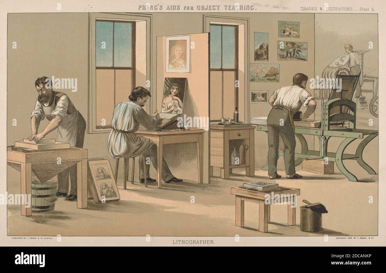 Américain XIXe siècle, (artiste), lithographe, métiers et professions: pl.5, (série), 1874, lithographie couleur Banque D'Images