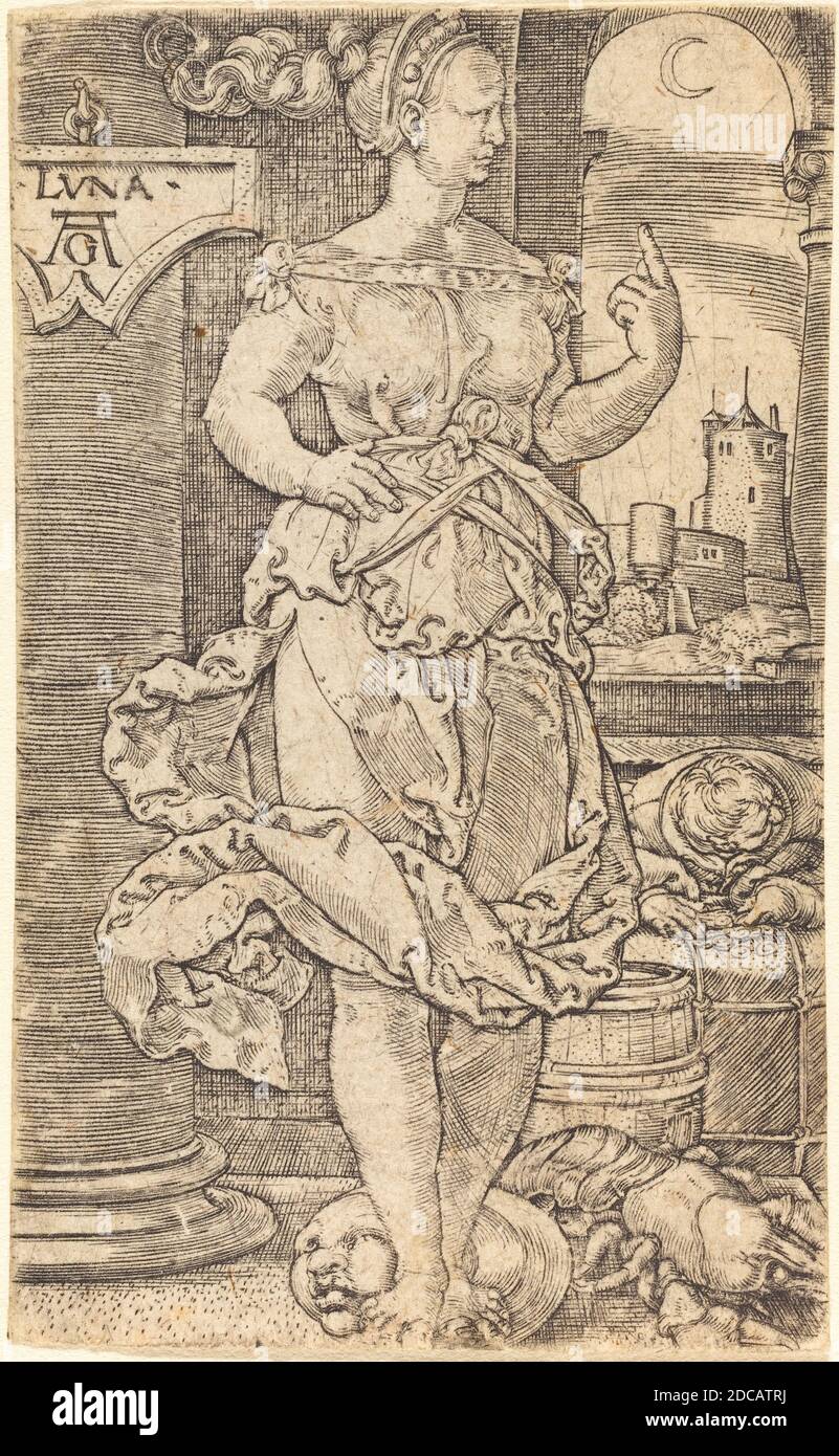 Heinrich Aldégraissant, (artiste), allemand, 1502 - 1555/1561, Luna, gravure Banque D'Images