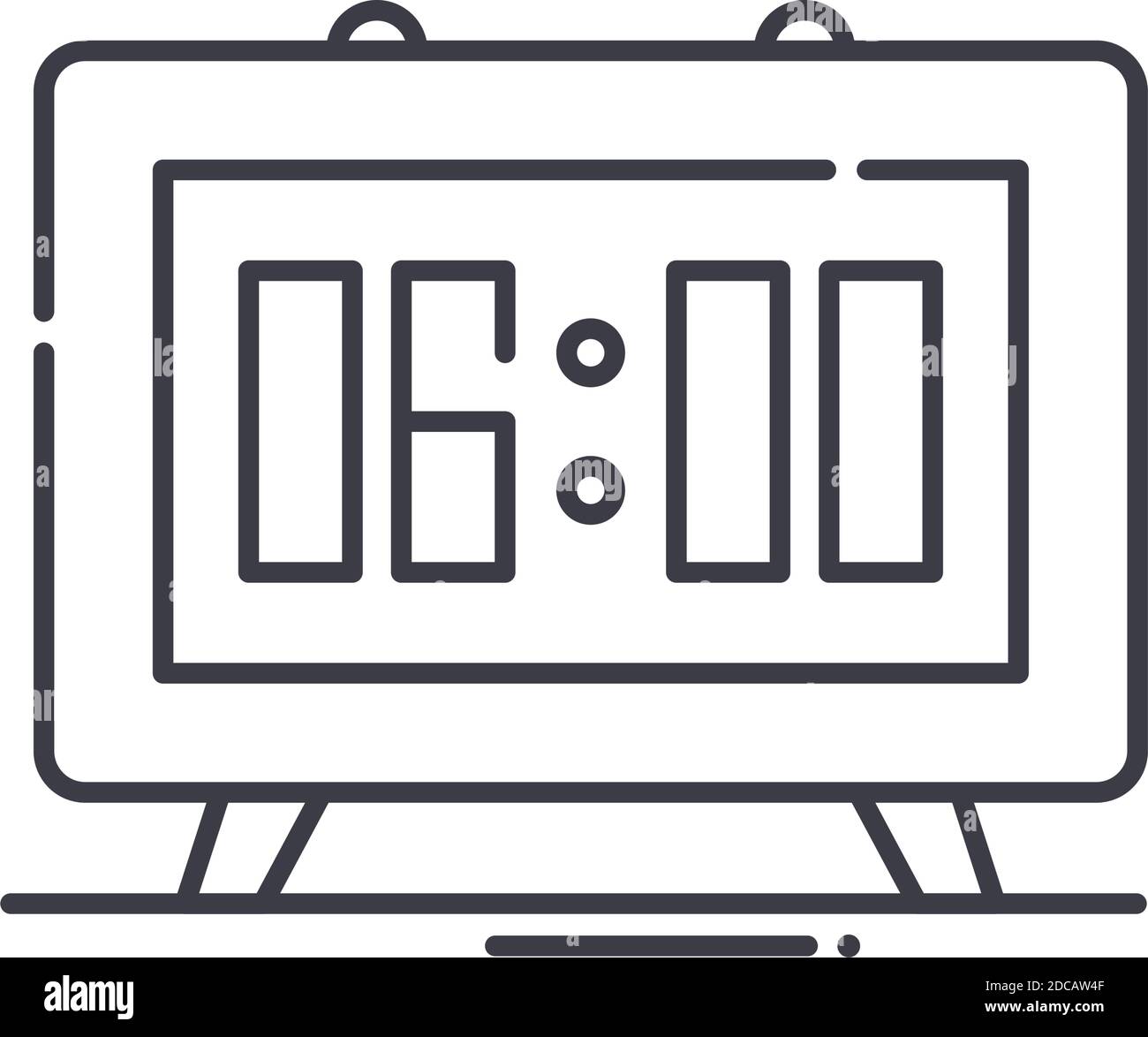 Icône d'horloge numérique, illustration isolée linéaire, vecteur ligne mince, signe de conception Web, symbole de concept de contour avec contour modifiable sur fond blanc. Illustration de Vecteur