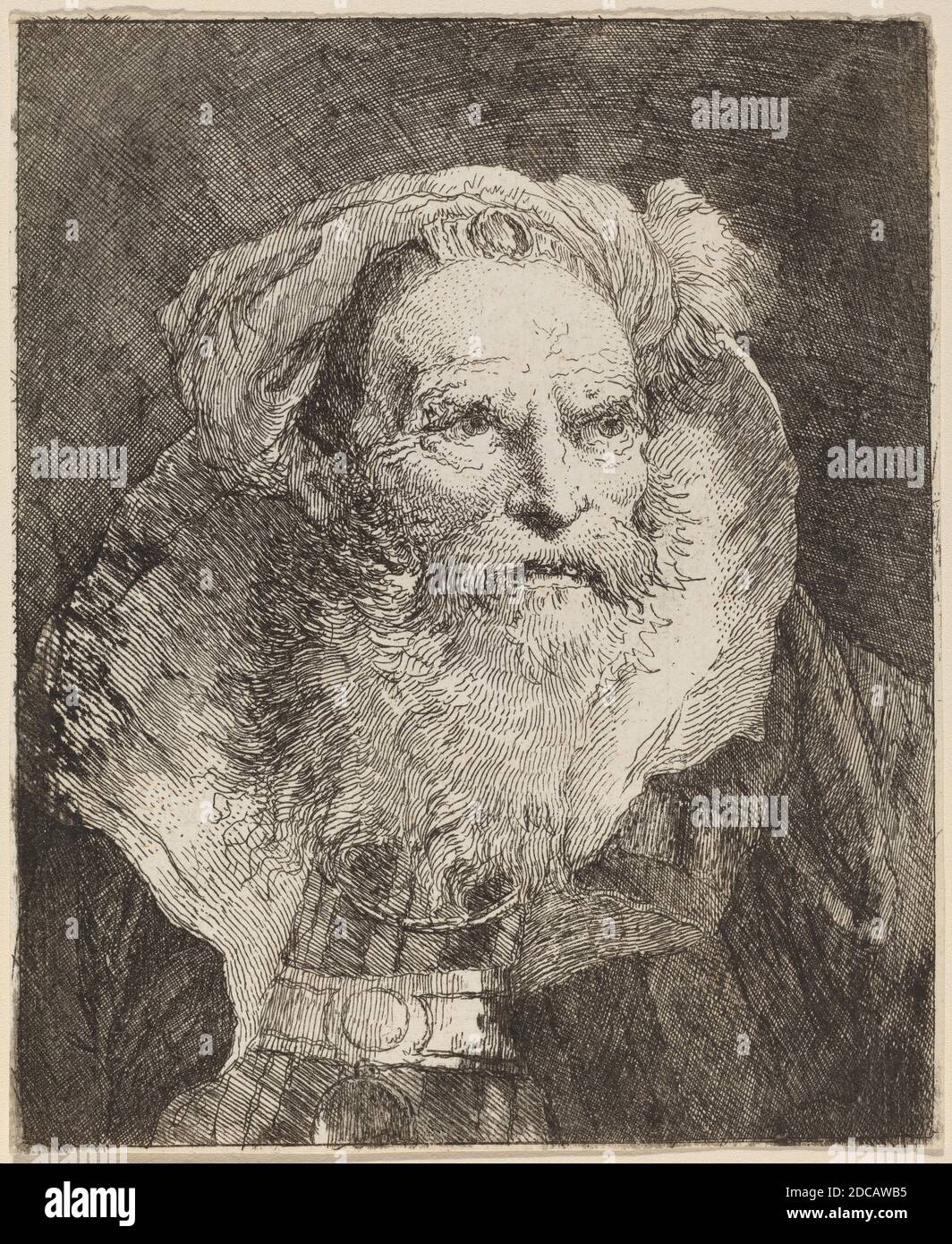 Giovanni Domenico Tiepolo, (artiste), Venetian, 1727 - 1804, méditation de l'ancien homme, Raccolta di teste: Libro Primo: pl.9, (série), c. 1762, gravure Banque D'Images