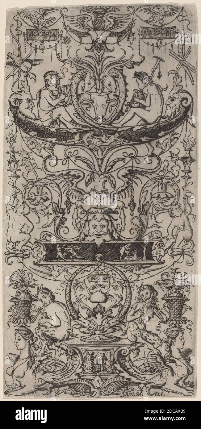 Nicoletto da Modène, (artiste), italien, actif 1500/1512, panneau décoratif : Victoria Augusta, quatre panneaux d'ornement, (série), c. 1507, gravure, feuille : 26.3 x 13.2 cm (10 3/8 x 5 3/16 po Banque D'Images