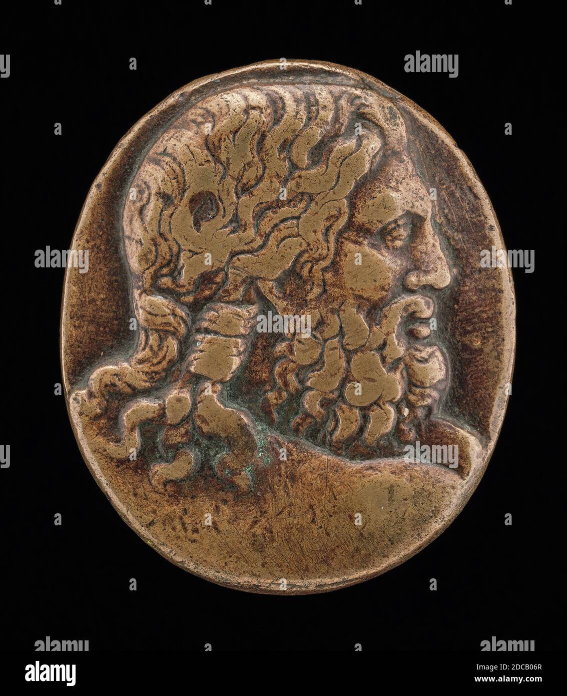 Master IO.F.F., (artiste), bolognaise, active 1468/1484, Jupiter, deuxième moitié 15e siècle, patine bronze/brun clair, total (ovale): 4.2 x 3.6 cm (1 5/8 x 1 7/16 in.) poids brut: 44 gr Banque D'Images