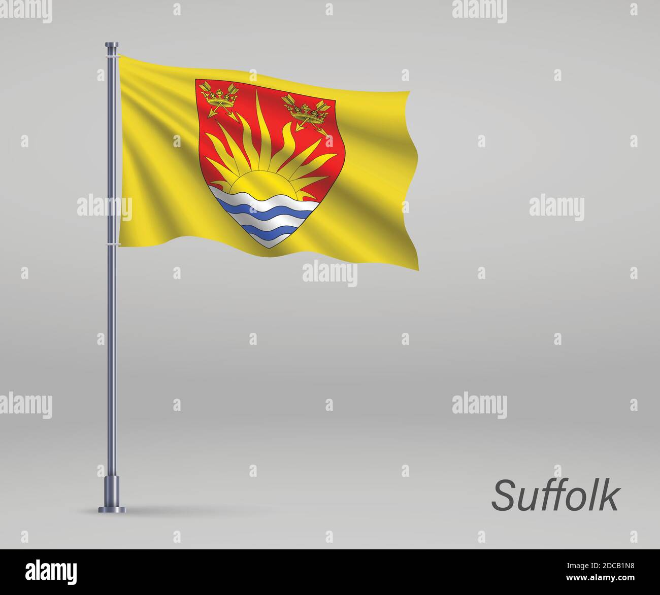 Pavillon de la région du Suffolk - comté d'Angleterre sur le mât. Modèle pour le jour d'indépendance Illustration de Vecteur