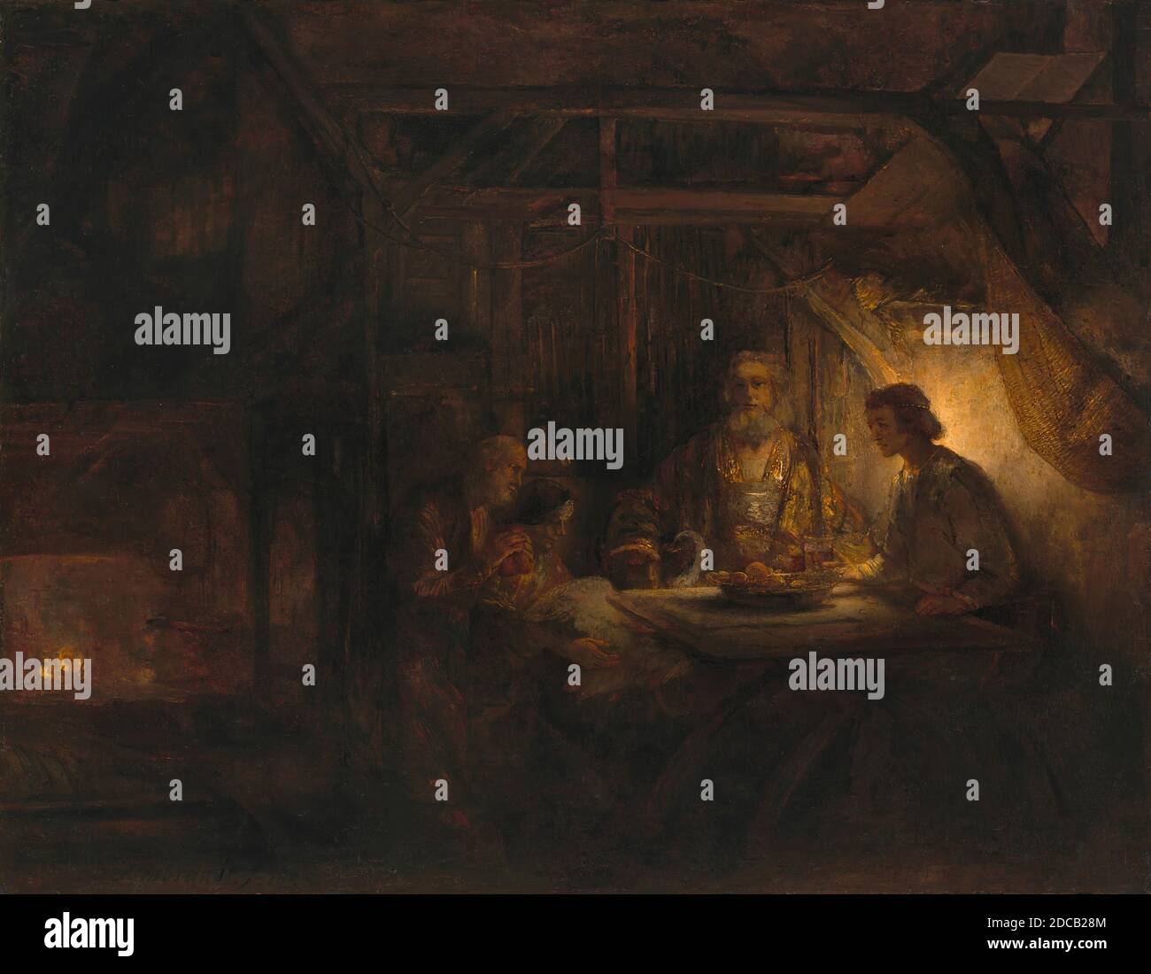 Rembrandt van Rijn, (artiste), néerlandais, 1606 - 1669, Philémon et Baucis, 1658, huile sur panneau transférée à panneau, total: 54.5 x 68.5 cm (21 7/16 x 26 15/16 po), encadré: 81.3 x 95.9 x 8.3 cm (32 x 37 3/4 x 3 1/4 po Banque D'Images