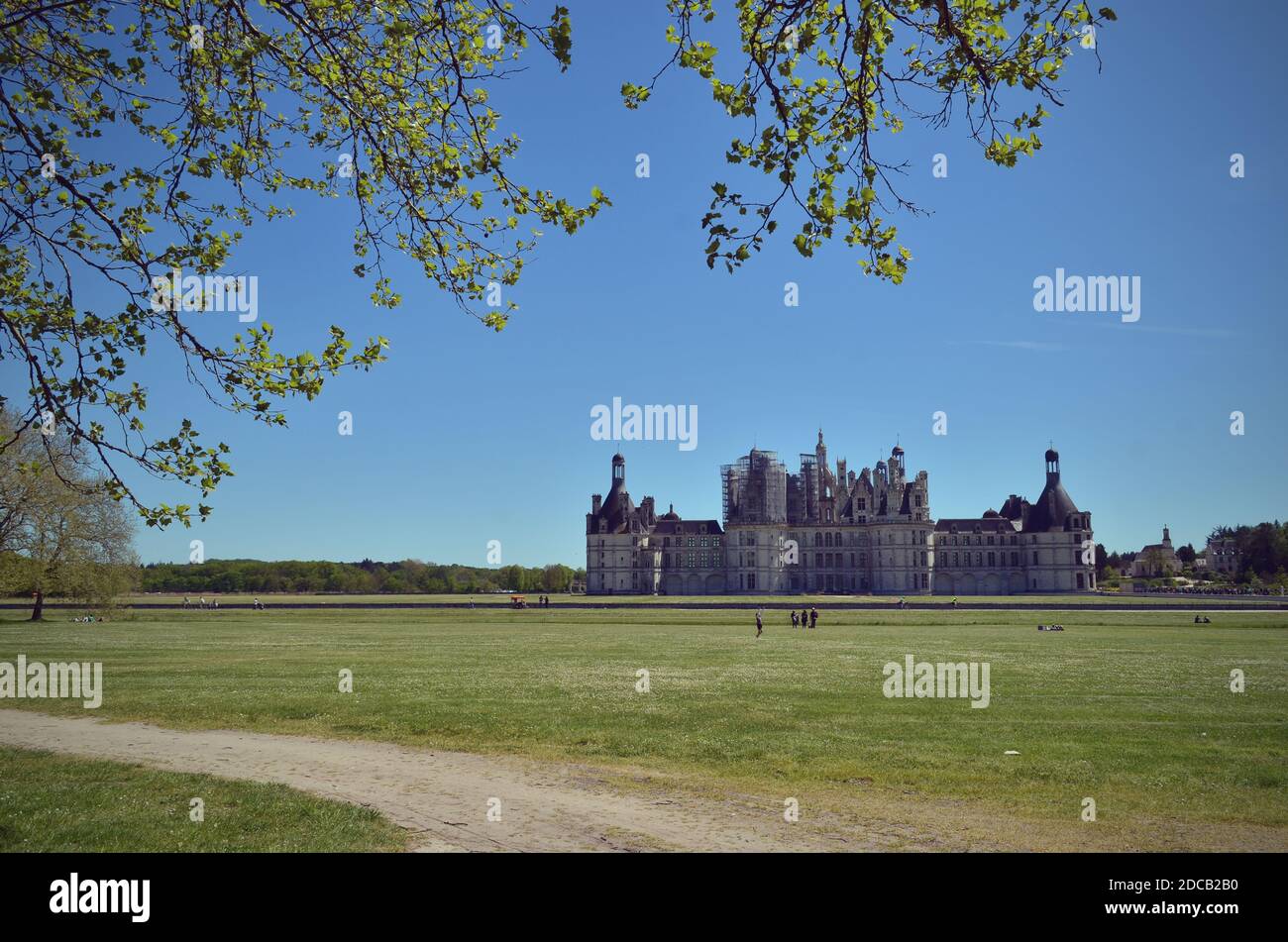 Châteaux de Chambord, châteaux de contes de fées de France dans la vallée de Loira, dans une belle journée ensoleillée Banque D'Images