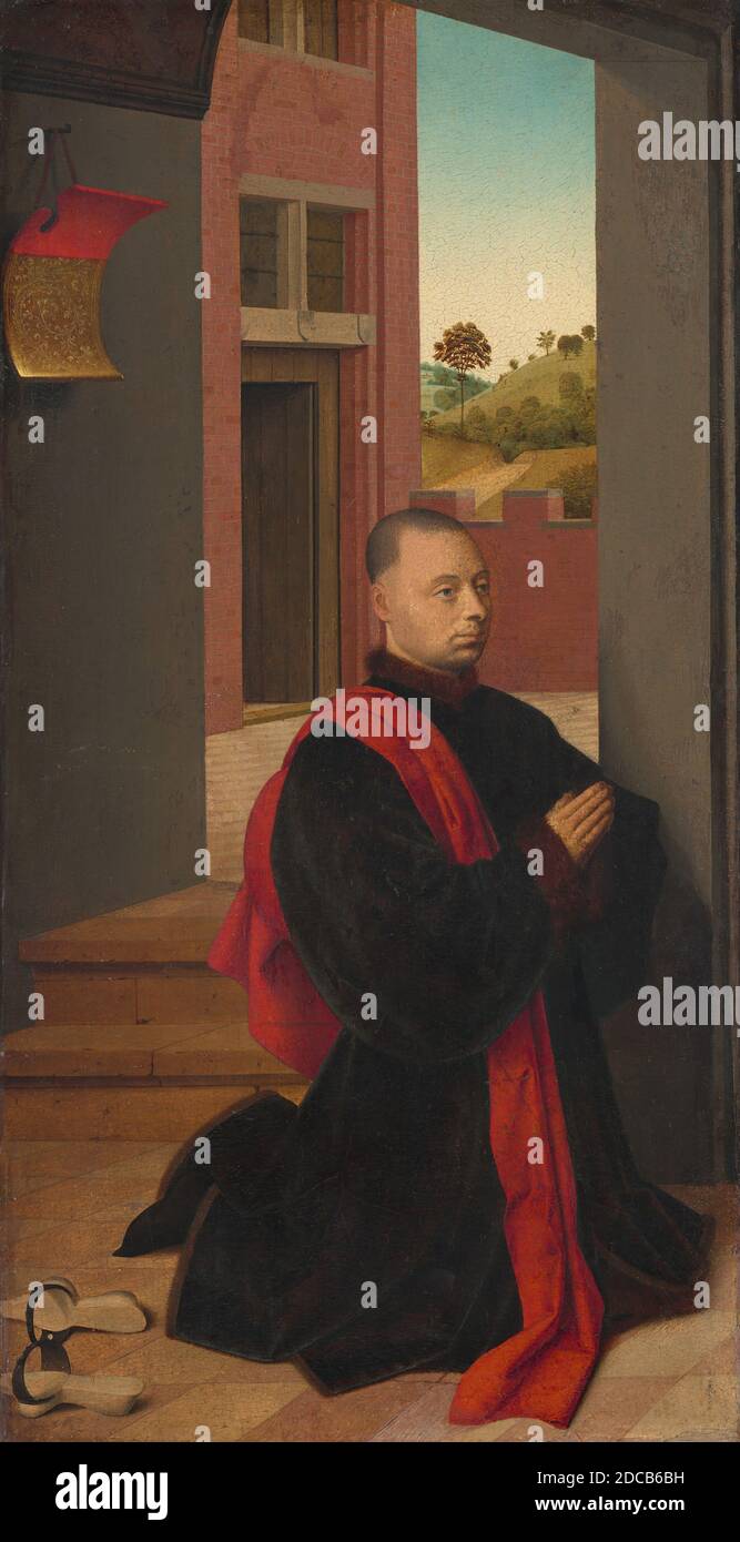 Petrus Christus, (artiste), Netherlandish, active 1444 - 1475/1476, Portrait d'un donneur masculin, c. 1455, huile sur panneau, hors tout : 42 x 21.2 cm (16 9/16 x 8 3/8 in.), encadré : 54.3 x 35.5 x 9.2 cm (21 3/8 x 14 x 3 5/8 in Banque D'Images