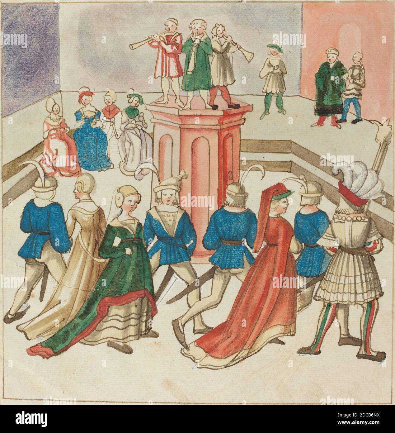 Allemand XVIe siècle, (artiste), Mascarade, Freydal, (série), c. 1515, stylo et encre marron avec aquarelle sur papier couté, image: 23.2 cm (9 1/8 in.), feuille: 32.8 x 26.4 cm (12 15/16 x 10 3/8 in Banque D'Images