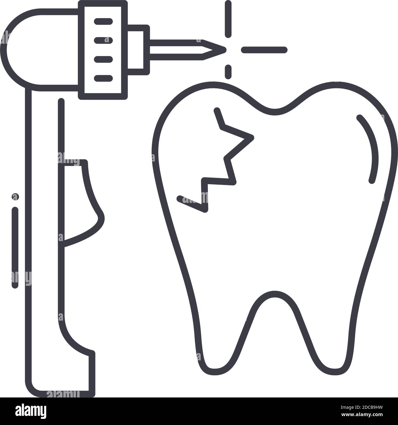 Icône de dentisterie, illustration isolée linéaire, vecteur de ligne mince, signe de conception de Web, symbole de concept de contour avec contour modifiable sur fond blanc. Illustration de Vecteur