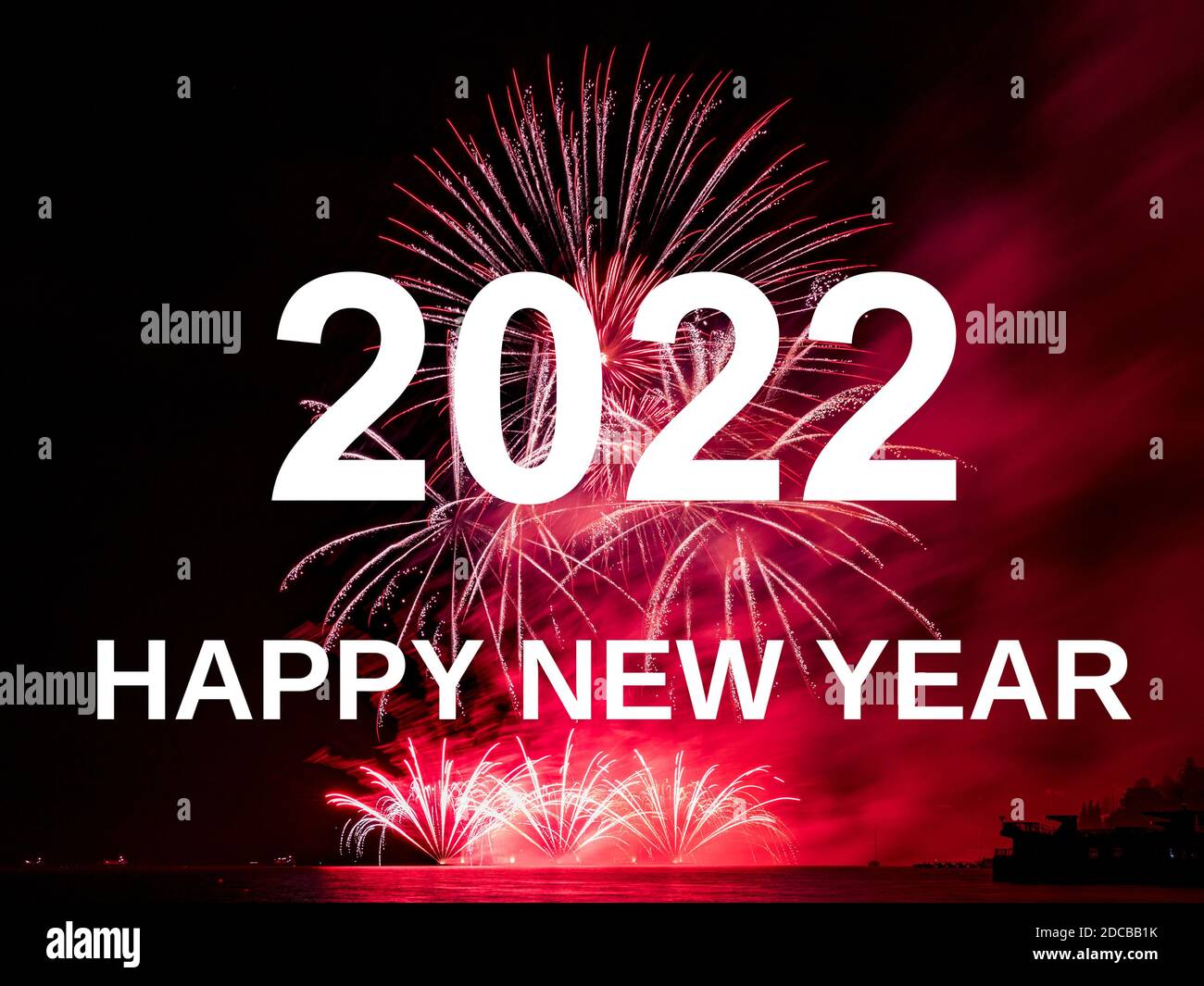 Bonne année 2022 avec Fireworks arrière-plan. Nouvel An 2022 Célébration Banque D'Images