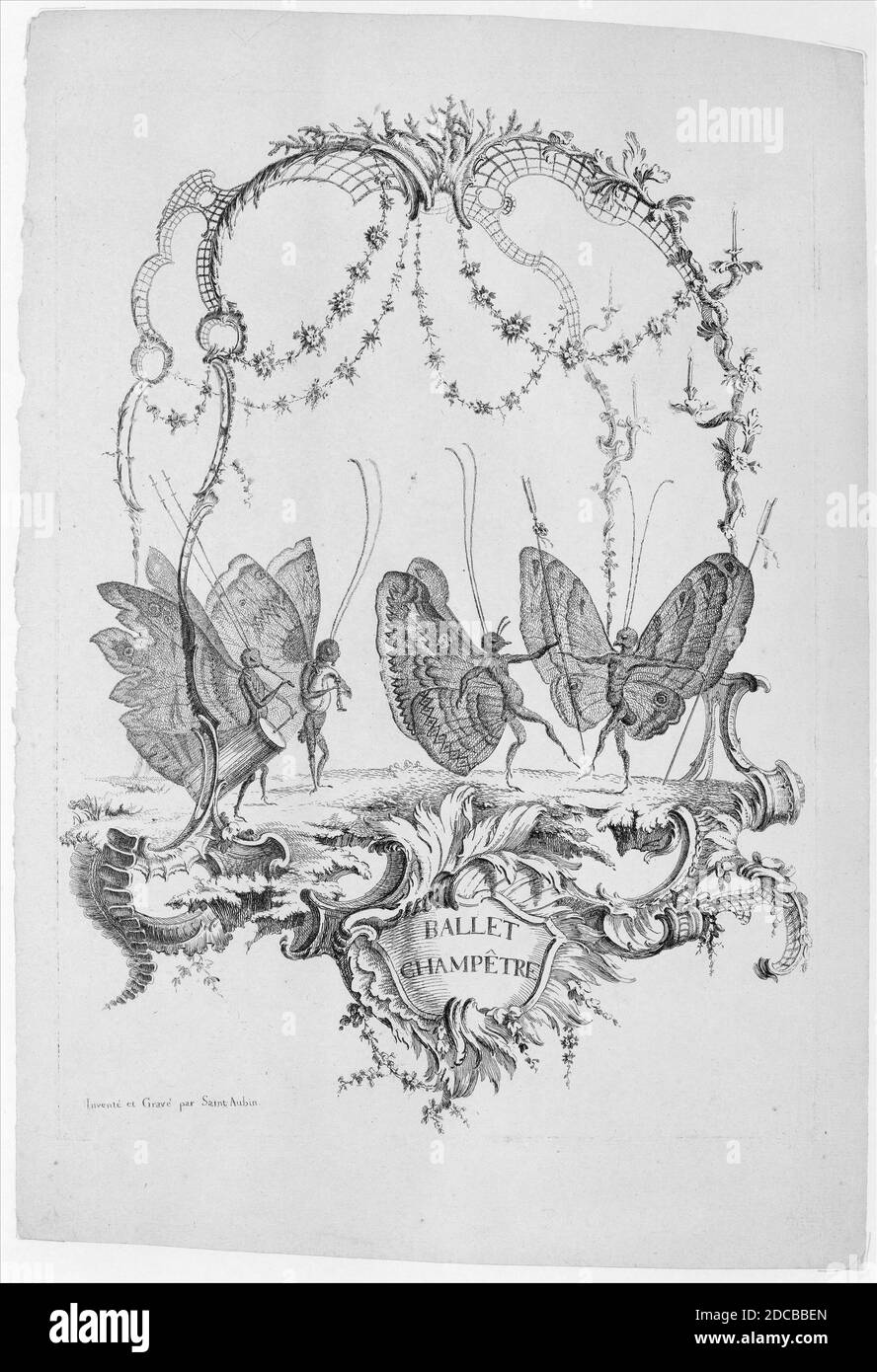 Country Ballet (Ballet champ &#xea;tre), de essai de papilleries Humaines par Saint Aubin, ca. 1756-60. Banque D'Images