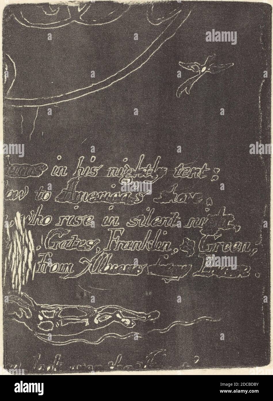 William Blake, (artiste), British, 1757 - 1827, Restrike de fragment de plaque annulée pour 'A Prophecy', America, A Prophecy: no.3, (série), 1793, décapage de relief/effet de l'encrage avec un rouleau ordinaire de gélatine Banque D'Images