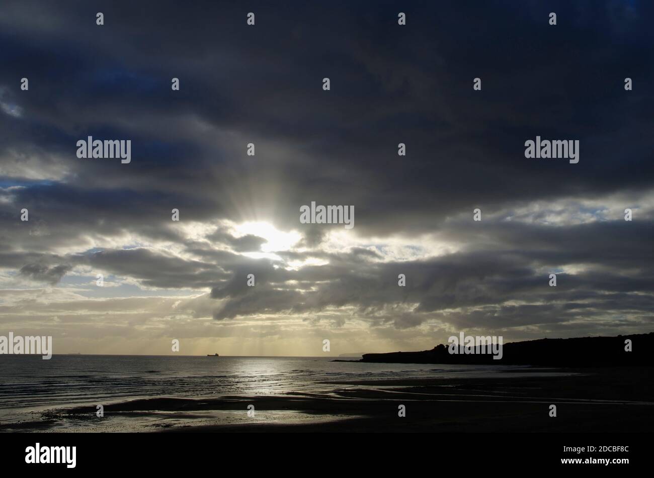Coucher de soleil sur la côte galloise, Banque D'Images