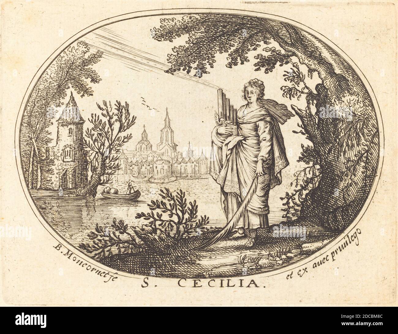 Balthasar Moncornet, (artiste), français, c. 1600 - 1668, Saint Cecilia dans un paysage, gravure Banque D'Images