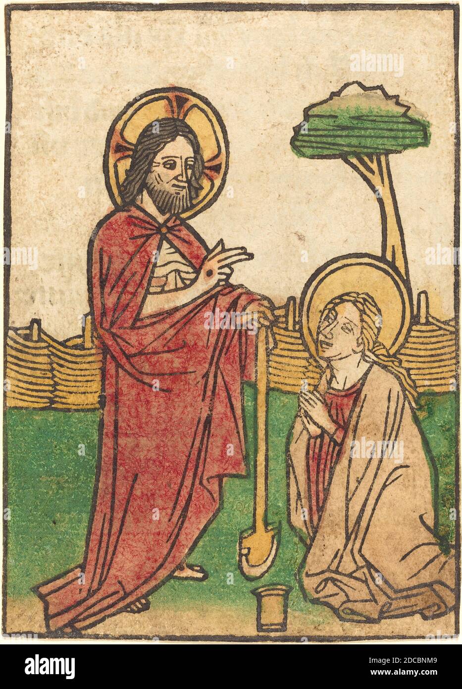 Ludwig d'Ulm, (artiste), allemand, actif 1450/1470, Noli me tangere, passion du Christ, (série), coupe de bois de couleur main (page de livre de blocs), total: 11.1 x 8 cm (4 3/8 x 3 1/8 in.), total (dimensions extérieures du cadre): 59.7 x 44.5 cm (23 1/2 x 17 1/2 in Banque D'Images