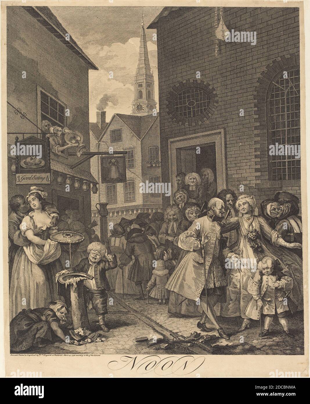 William Hogarth, (artiste), anglais, 1697 - 1764, midi, les quatre temps du jour, (série), 1738, gravure et gravure Banque D'Images